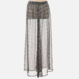 Tie Dye Sheer Long Maxi Skirt Light Weight xs Charcoal Grey Black